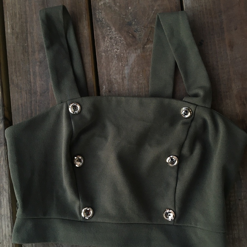 olive green cute crop top(: 💕